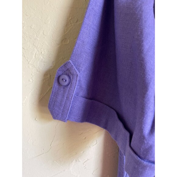 NWOT Serengeti Catalog Rayon Linen Blend Purple Button Front Shirt Dress Maxi Sh - Picture 4 of 9